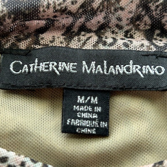 Catherine Malandrino women’s size M mesh‎ animal print Mockneck  blouse, LS - Picture 6 of 8